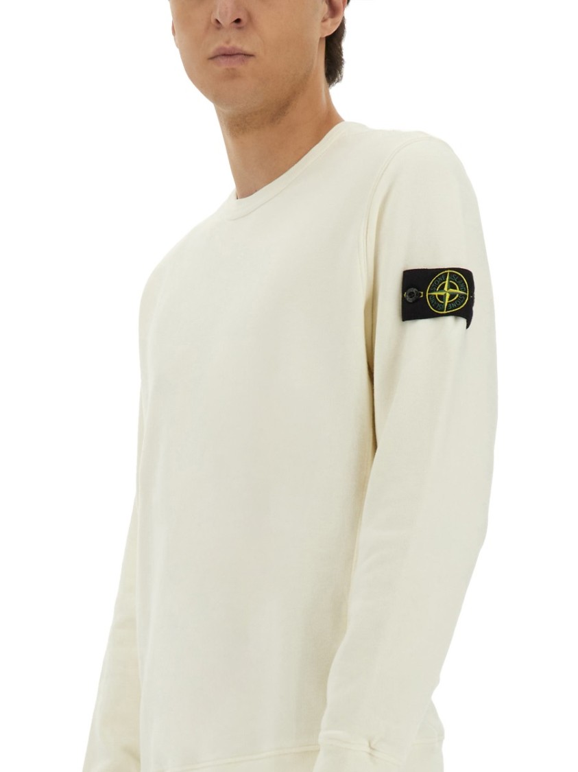 Stone Island Textured Knit Sweater With Crew Neckline In Neutral