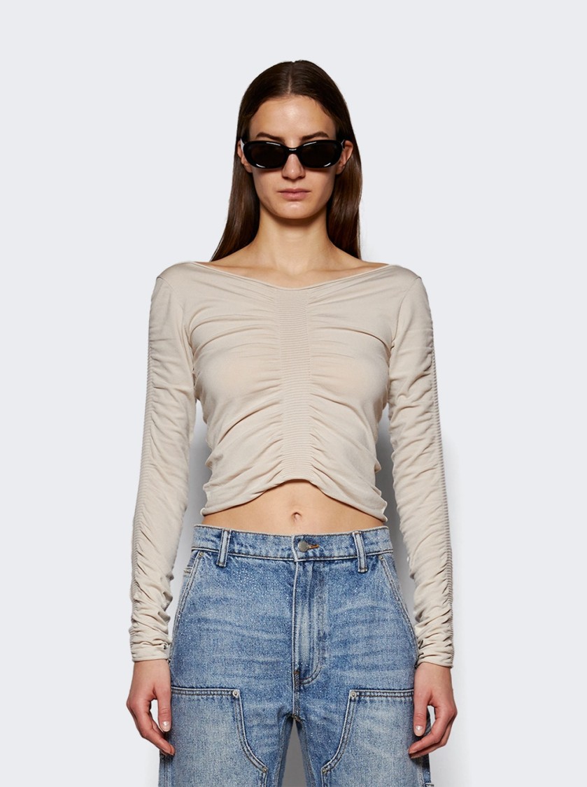 Alexander Wang V Neck Ruched Pullover Cement In Neutrals