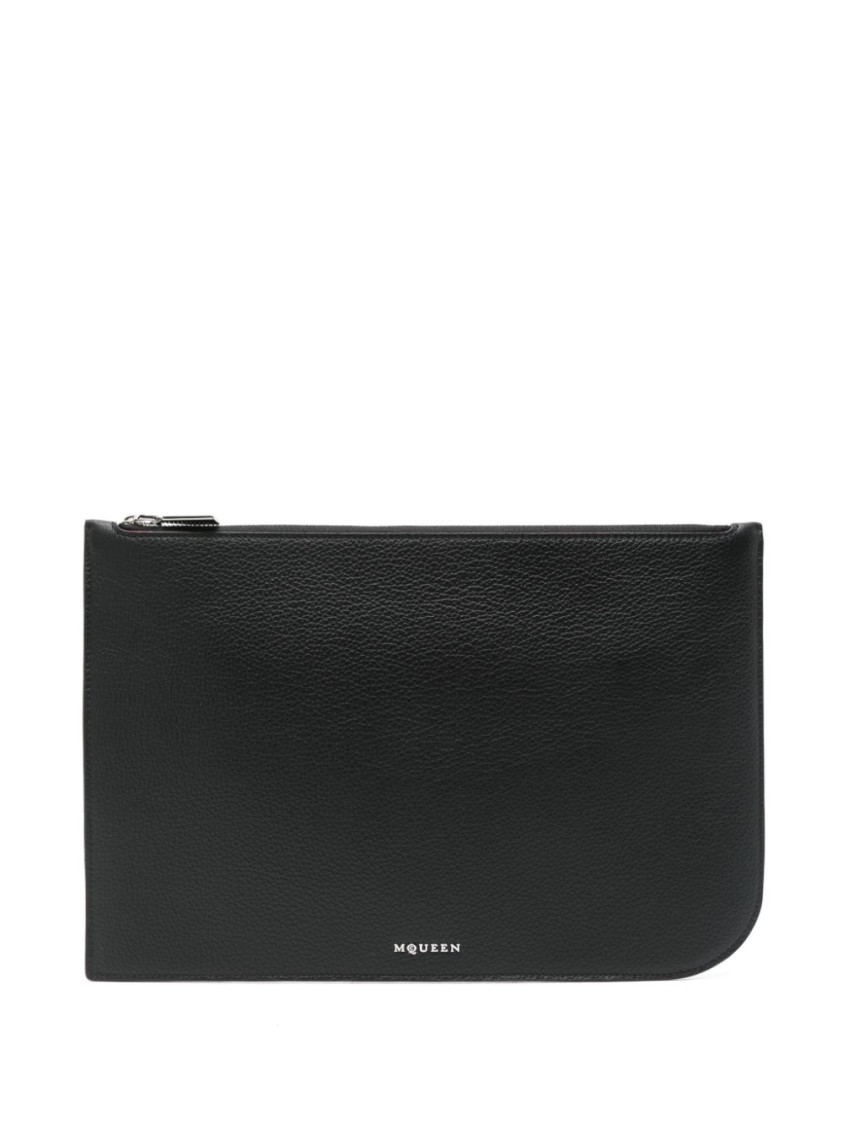 Alexander Mcqueen Blackleather Clutch In Black