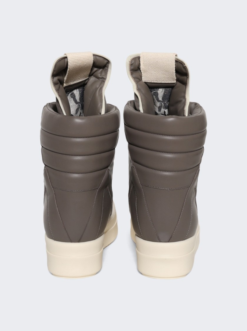 Rick Owens Hollywood Mega Geobasket High Top Sneakers Dust And Milk In Brown