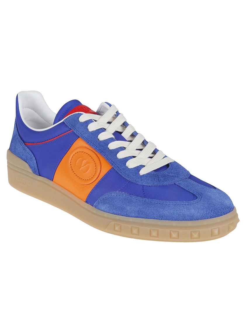 Valentino Multicolor Split Leather And Leather Upvillage Sneakers In Blue