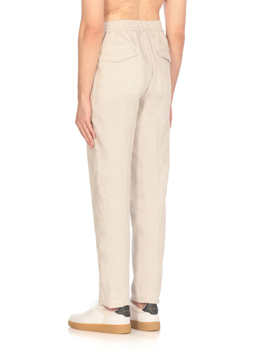 Peserico Wool And Silk Trousers With Drawstring Waist