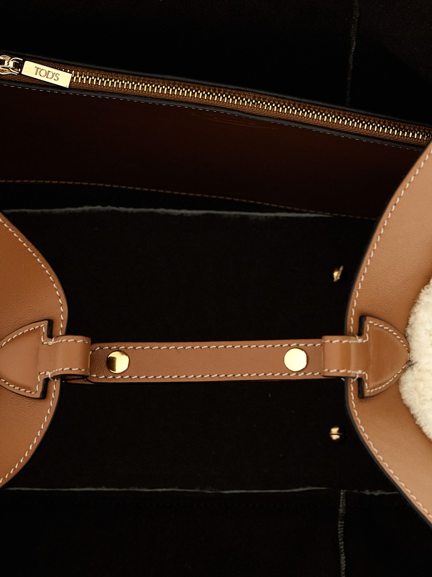 Tod's Medium 't Timeless' Shopping Bag In Neutral
