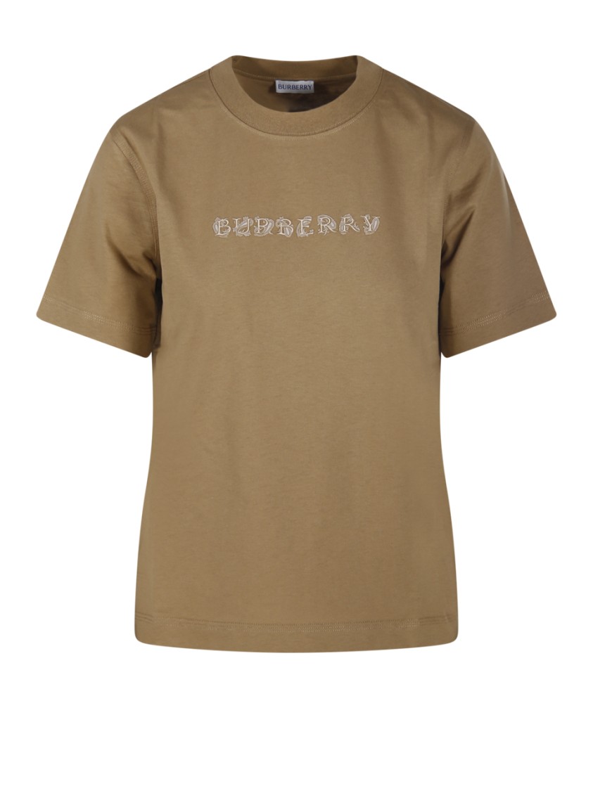 BURBERRY BURBERRY EMBROIDERED LOGO COTTON T-SHIRT 