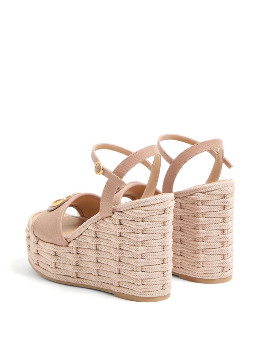 Valentino Garavani Espadrille-style Flat Shoes With Textured Upper In Neutral