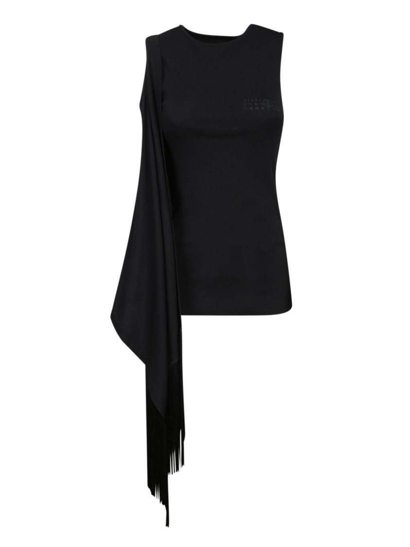 Mm6 Maison Margiela Mm6 By Maison Margiela Asymmetrical Sleeveless Top With Fringed Detail