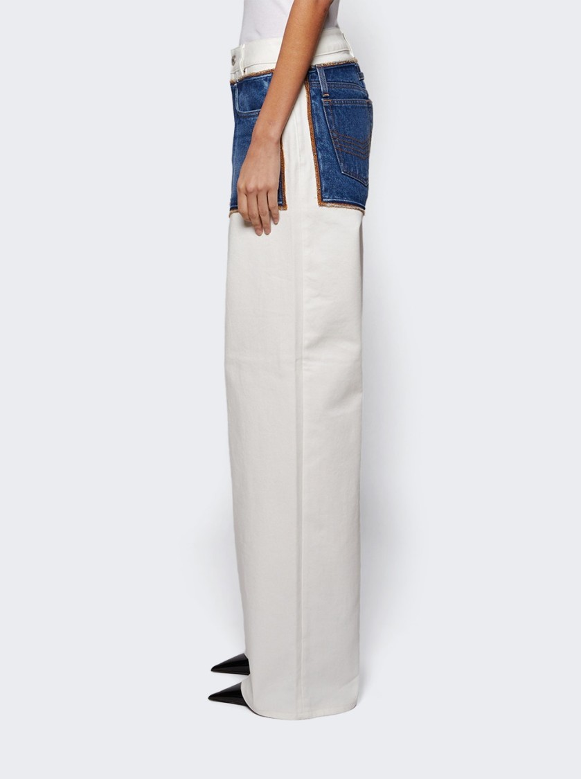 Shop Jean Paul Gaultier The Petit Grand Denim Jeans Ecru In Multicolor