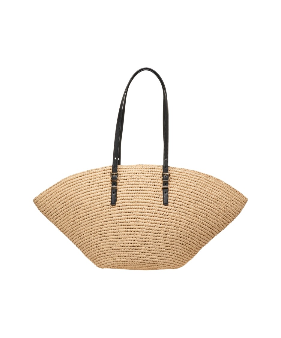 Michael Kors Textured Straw Shopper With Leather Handles