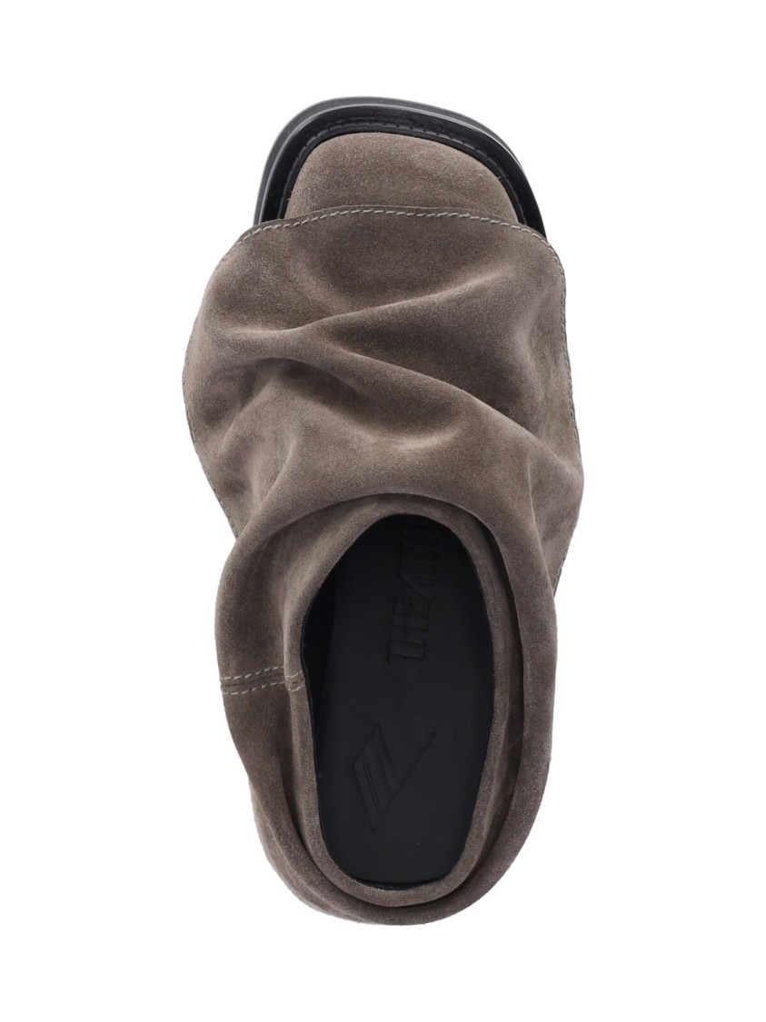 Shop Attico The "mini Robin" Mules – Taupe Suede