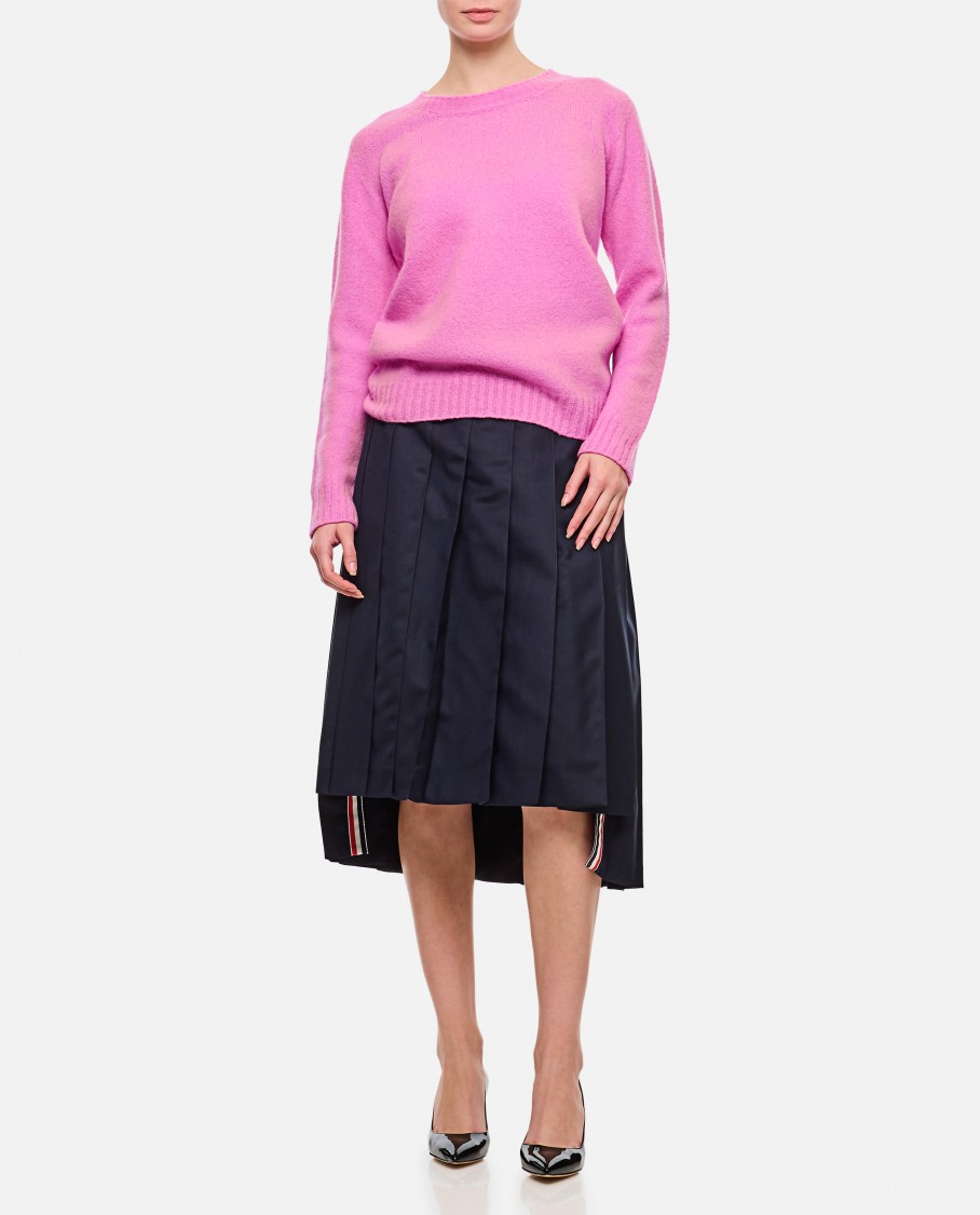 Thom Browne Pleated Wool Skirt In Blue
