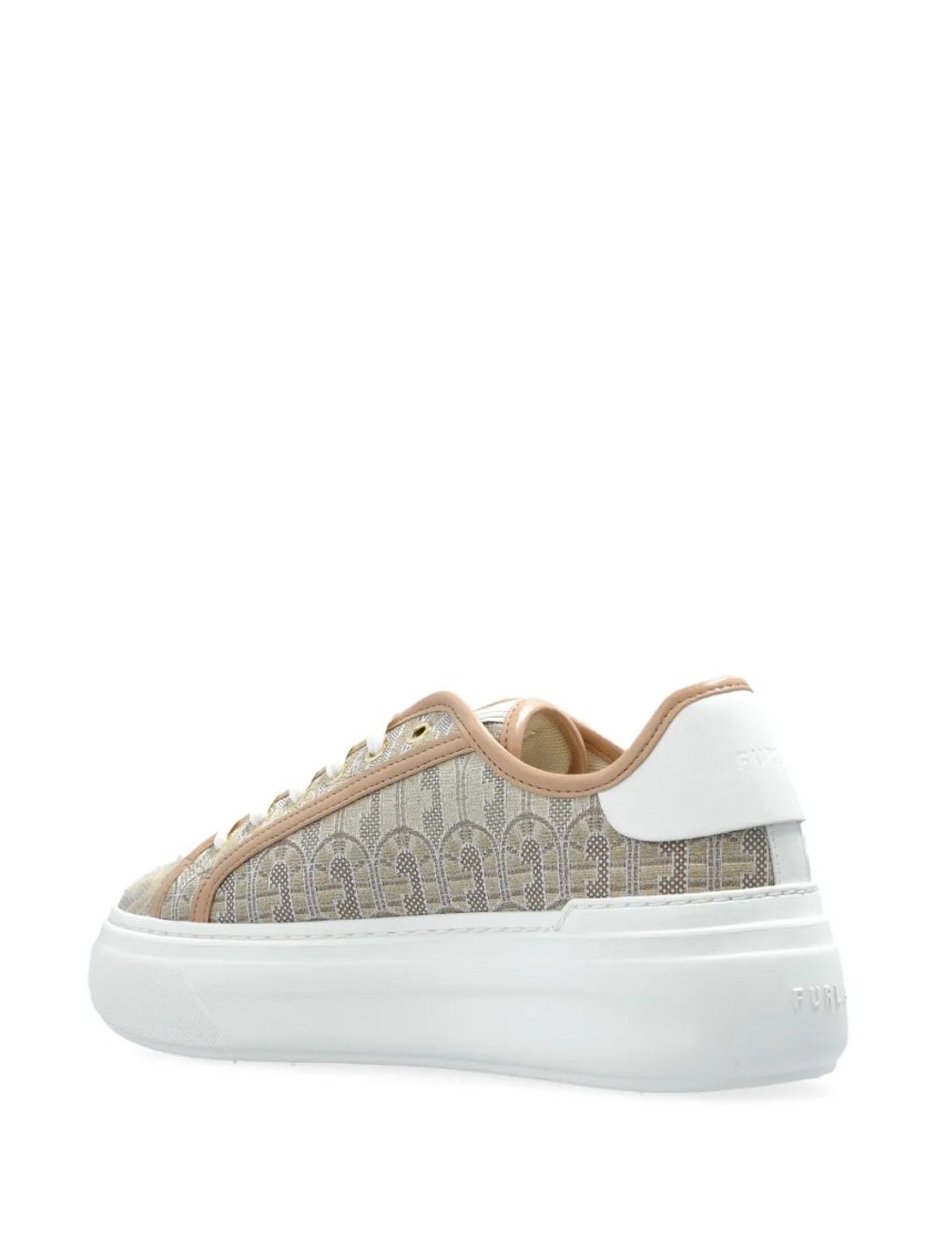 Furla Beige Textured Nuage Sneakers In White
