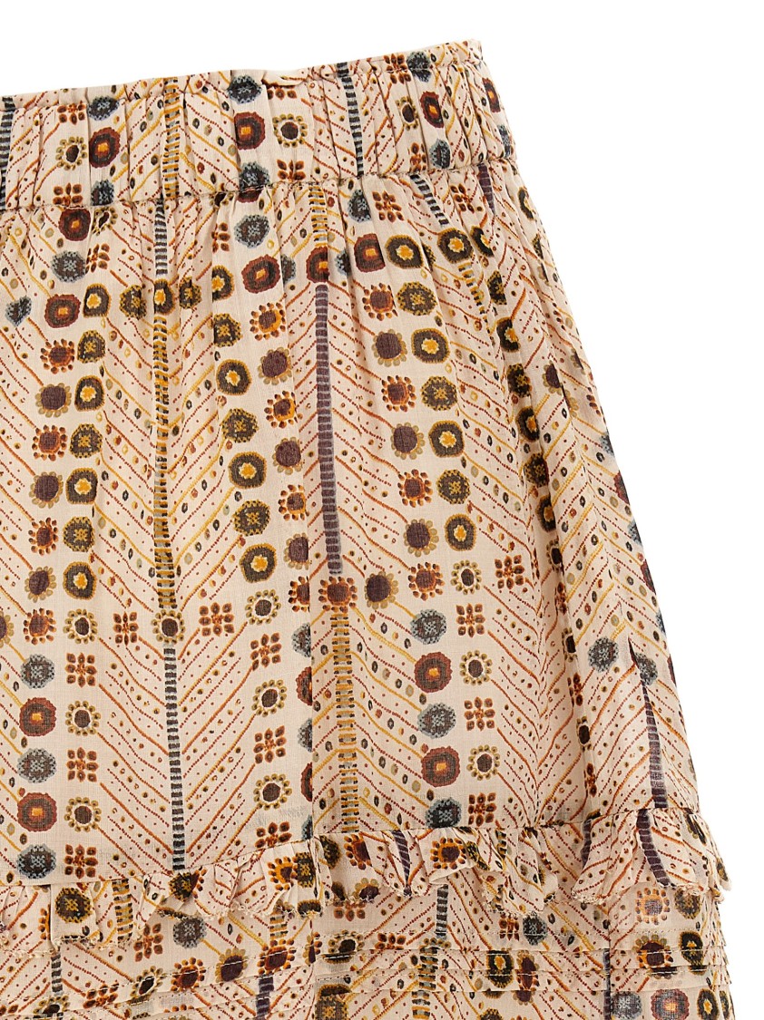 Isabel Marant Étoile Tiered Ruffled Skirts In Printed Lightweight Fabric In Brown