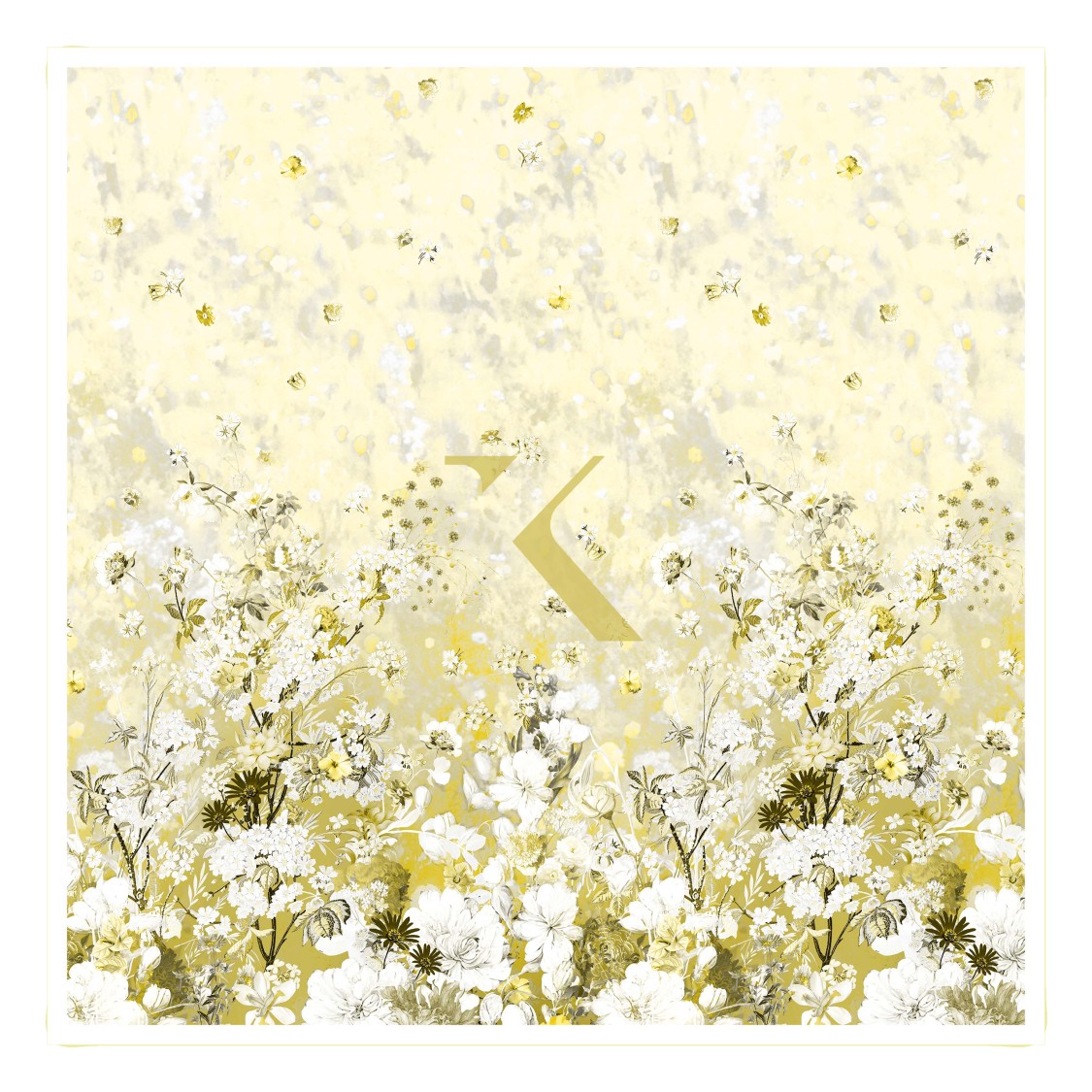 Saiid Kobeisy Tropical Flower Print Chiffon Silk Scarf In Yellow