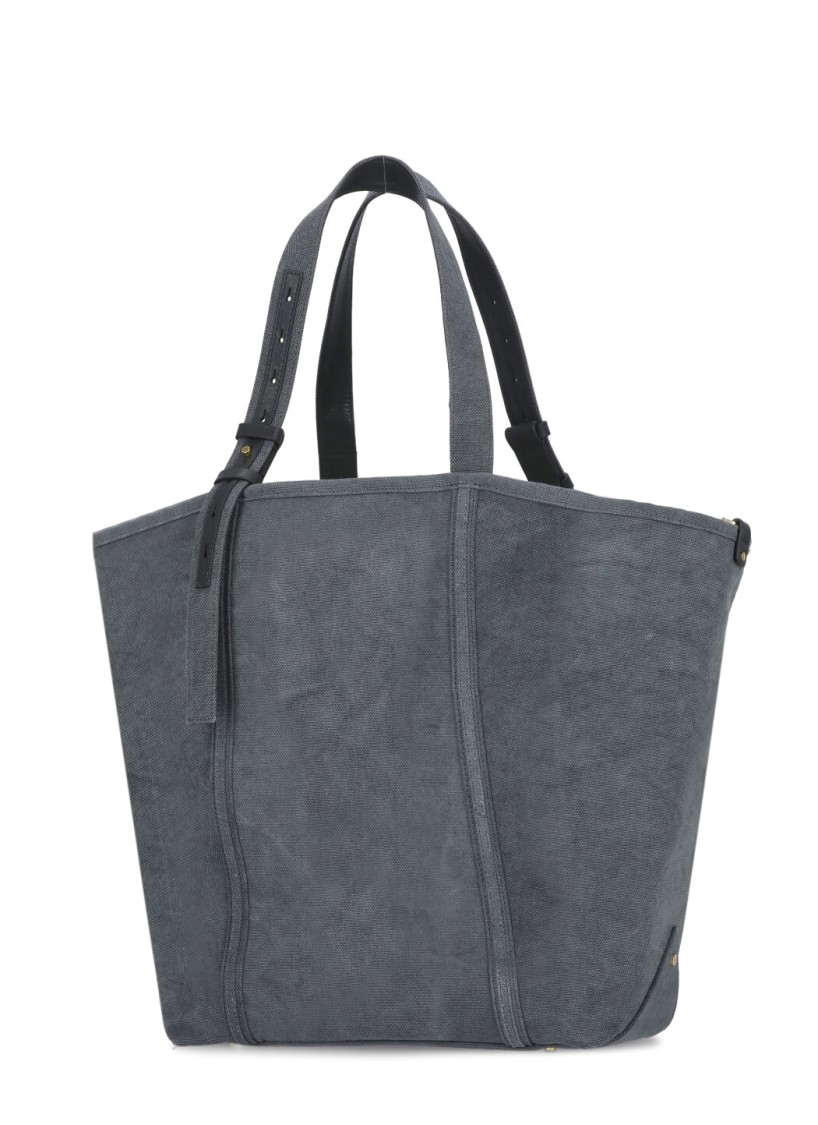 Golden Goose Grey Canvas Hand Bag With Printed Logo In Grey