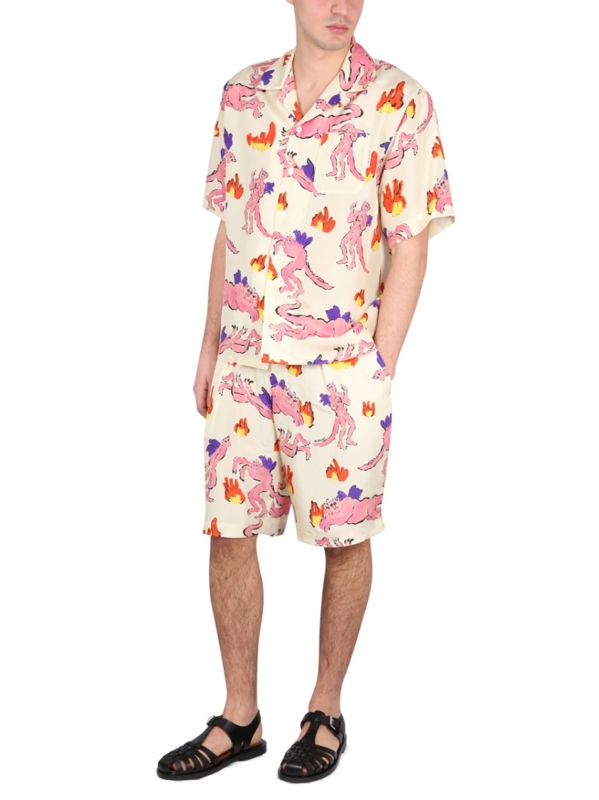 Marni Multicolor Printed Silk Bermuda Shorts