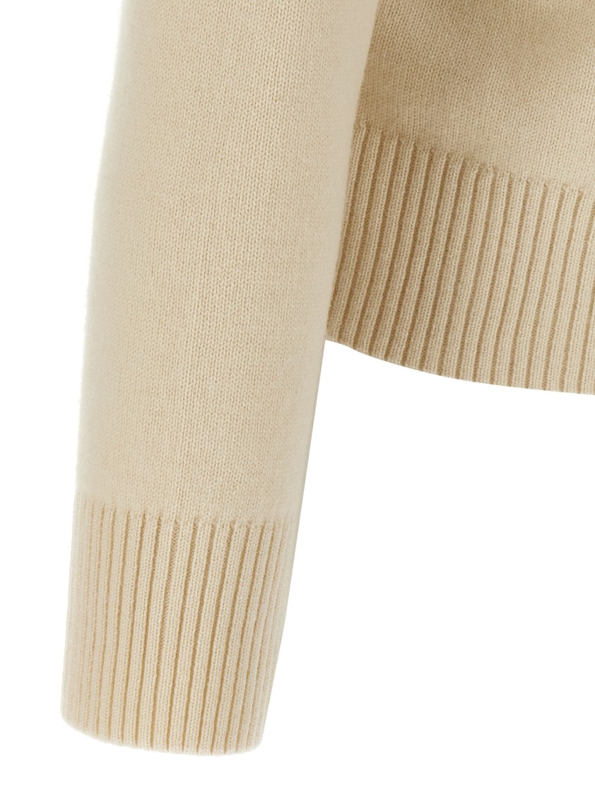Ami Alexandre Mattiussi Puff Logo Patch Sweater Sweaters And Cardigans Beige In Neutral