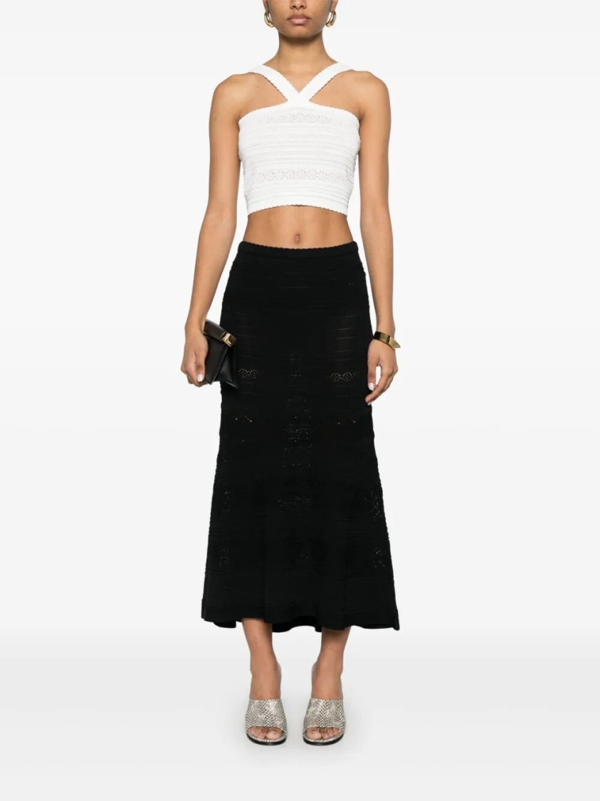 Twinset Twin-set Cropped Textured Top With Cross-front Straps In White