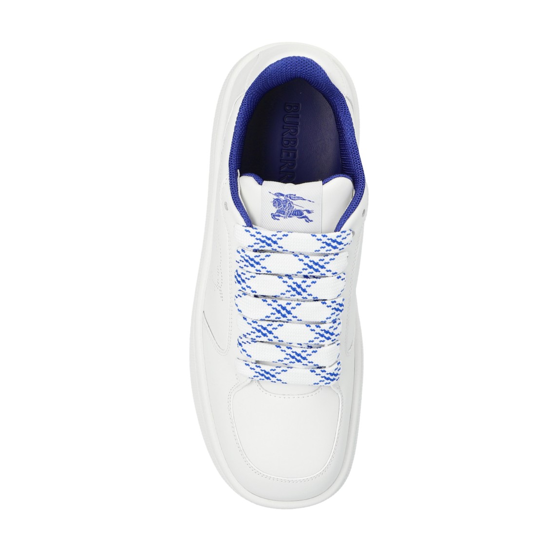 Burberry White Calf Leather Sneakers With Textured Tpu Sole In White