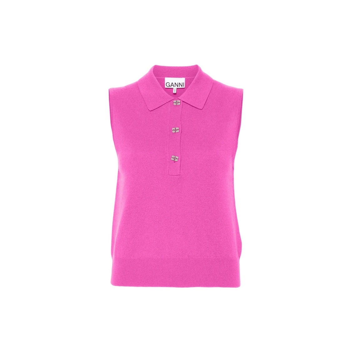 Ganni Wool And Cashmere Polo Women In Pink