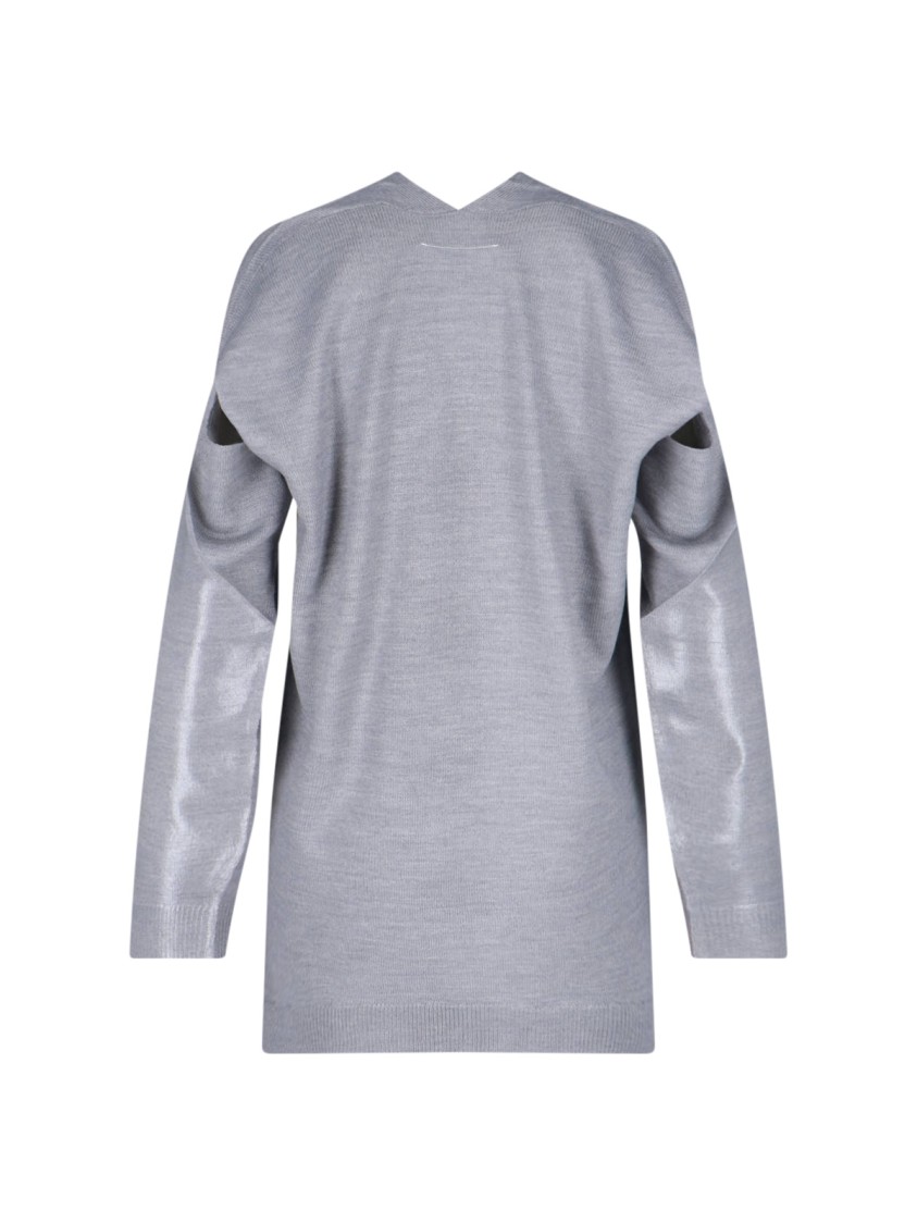 Mm6 Maison Margiela Shiny V Neck Knitwear With Long Sleeves
