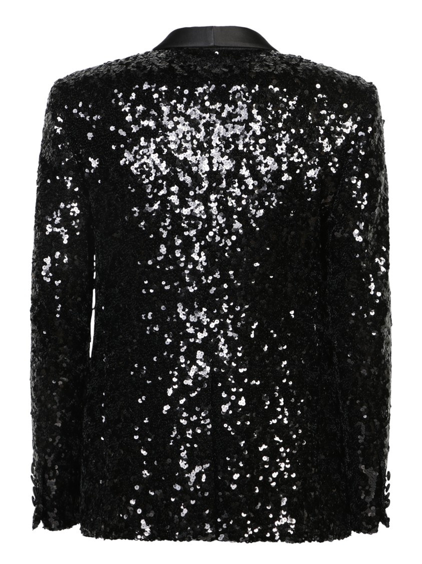 Dolce & Gabbana Sequined Tuxedo Jacket In Black