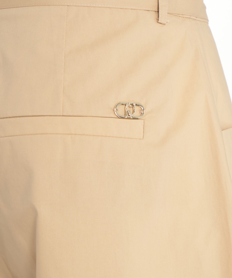 LIU •JO LIU JO BEIGE POPELINE SHORTS WITH ROLLED CUFFS