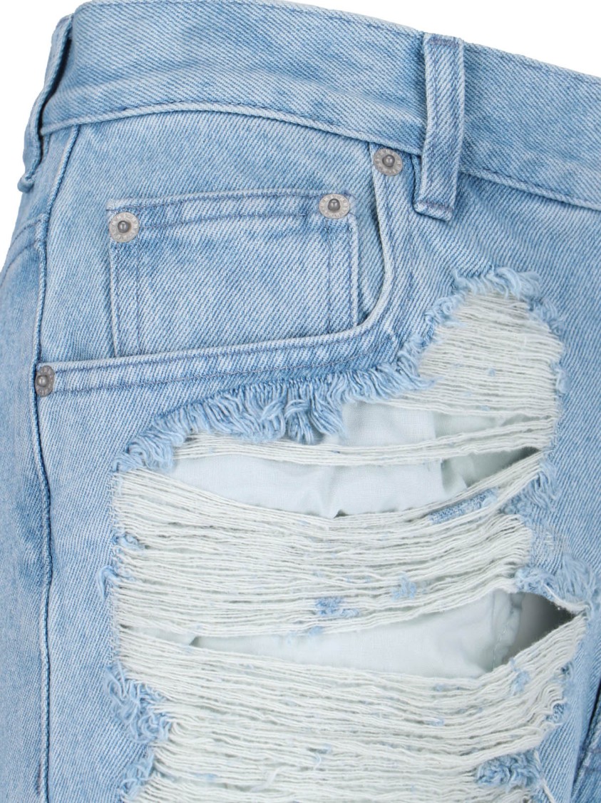 Shop Mm6 Maison Margiela Mm6 By Maison Margiela Destroyed Straight Jeans – Light Blue