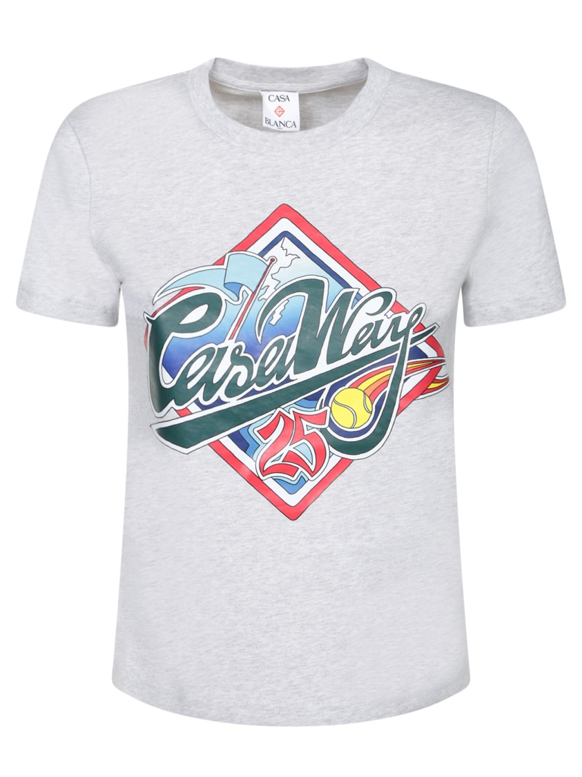 Casablanca Womens Casa Way World Series Printed Cotton-jersey T-shirt Grey