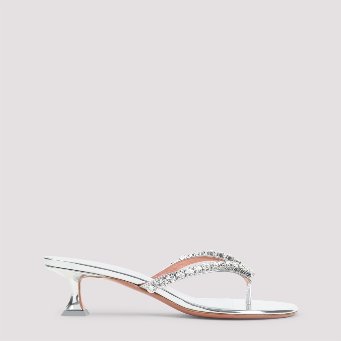 Amina Muaddi Leather Sandals With Crystal-embellished Straps In White