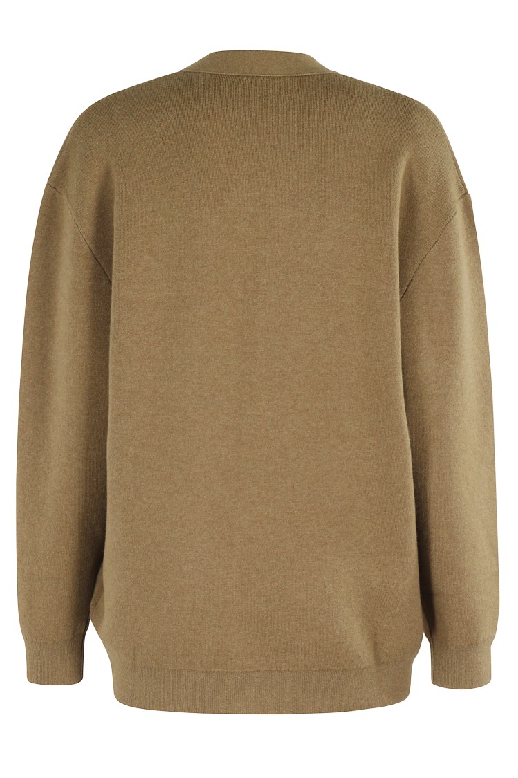 Isabel Marant Étoile Khaki V-neck Cardigan With Logo Detail In Neutral