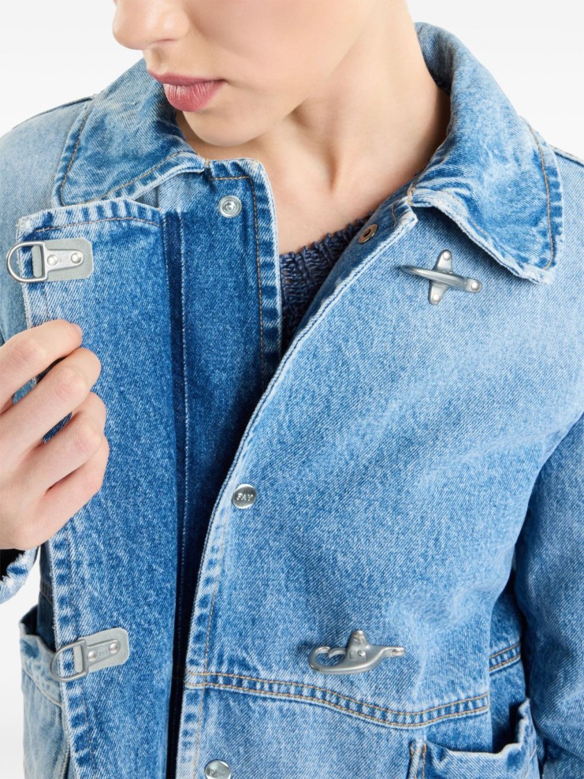 Fay Light Wash Denim Jacket With Vintage Appeal In Blue