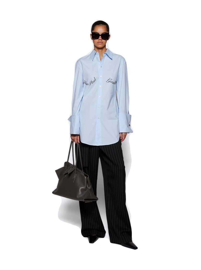 Jean Paul Gaultier Underboob Transfer Print Shirt For Women In Blue