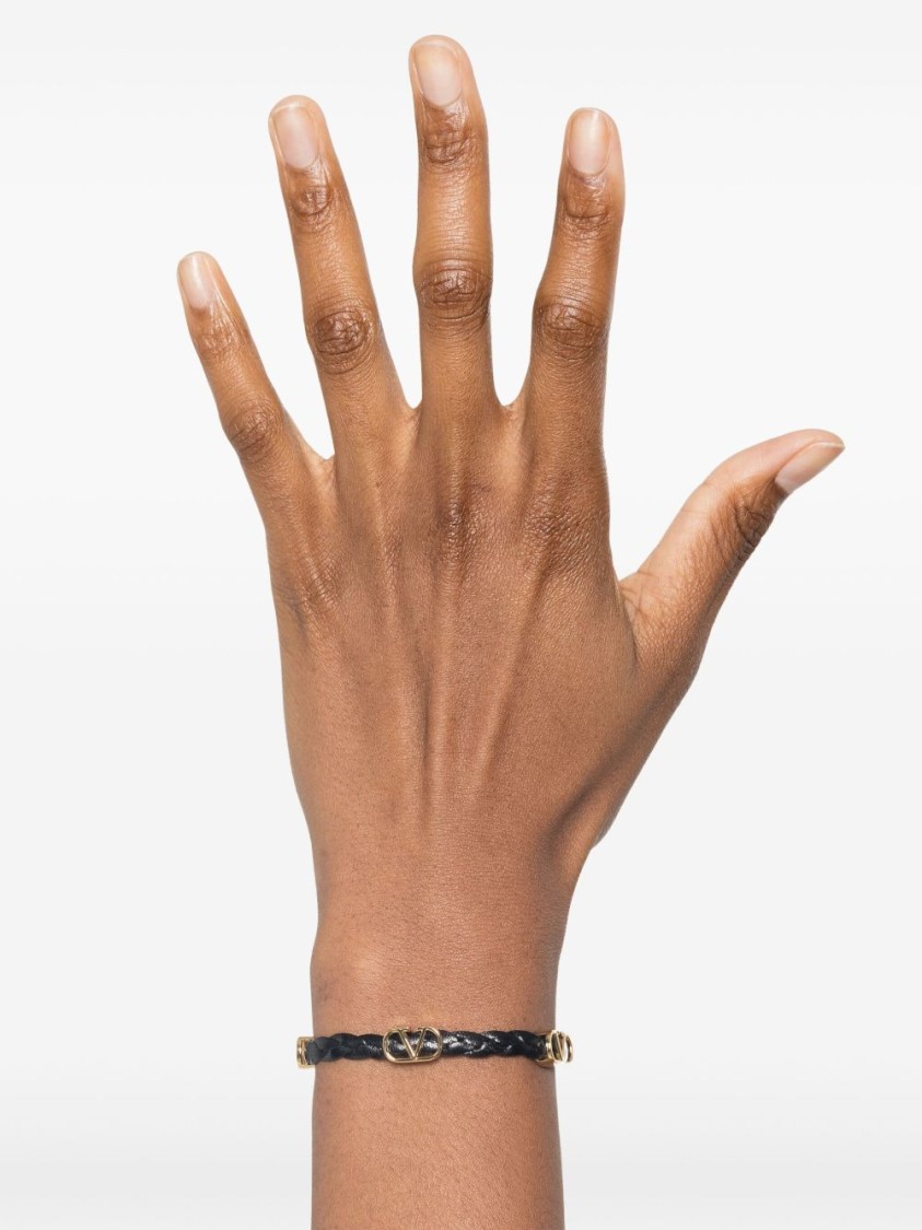 Valentino Garavani Bijoux Black Bracelet With Braided Design In Black