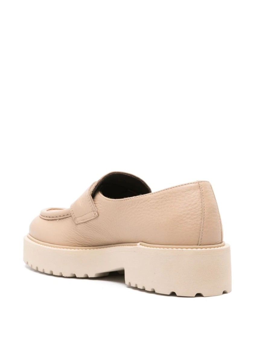 Doucal's Beige Loafers With Rounded Toe And Strap In Neutral