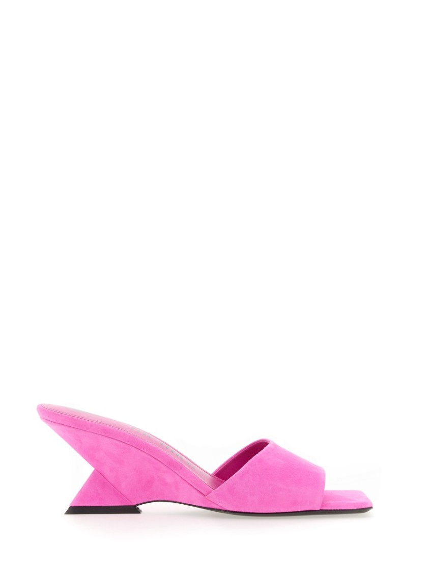 Attico Fluo Pink Suede Cheope Mules In Pink