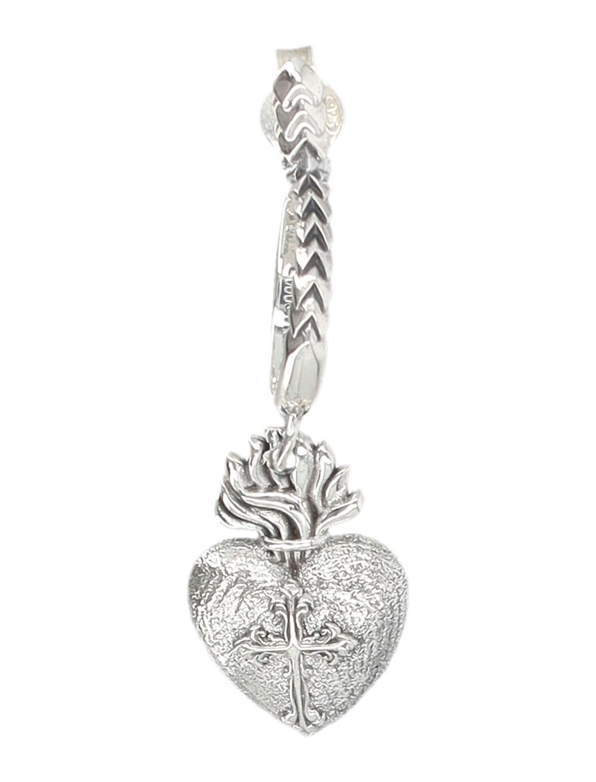 Emanuele Bicocchi Sacred Heart Earring In Gray