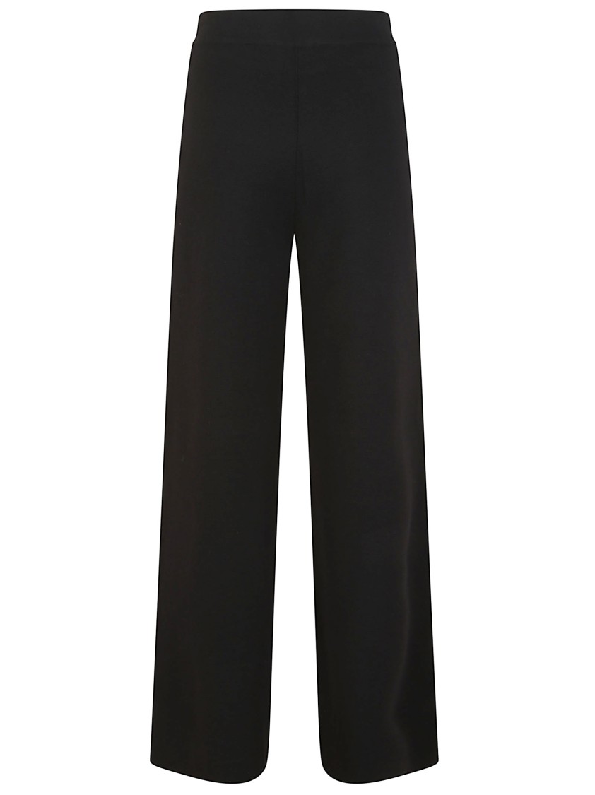 P.a.r.o.s.h . Wool Blend Knit Trousers With Flared Fit And Elastic Waist In Black