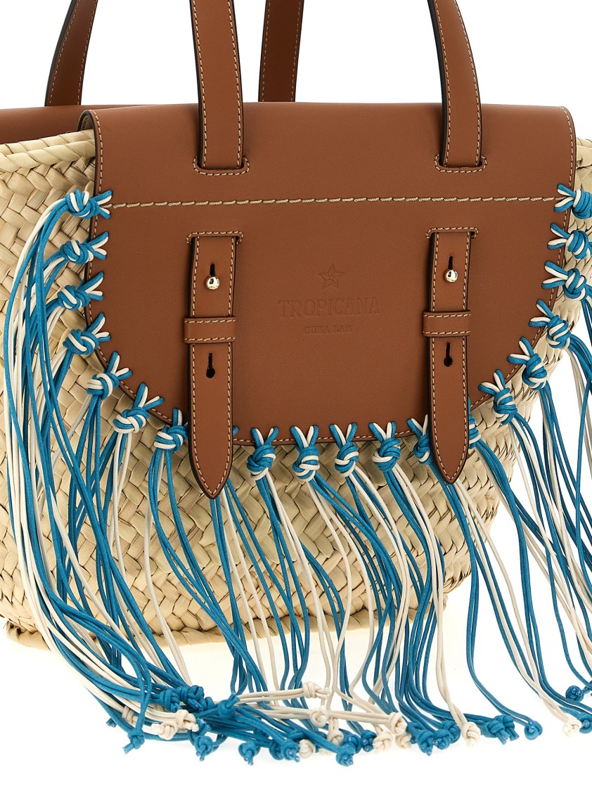 Cuba Lab 'tropicana Kenia' Camel And Blue Tote Bag
