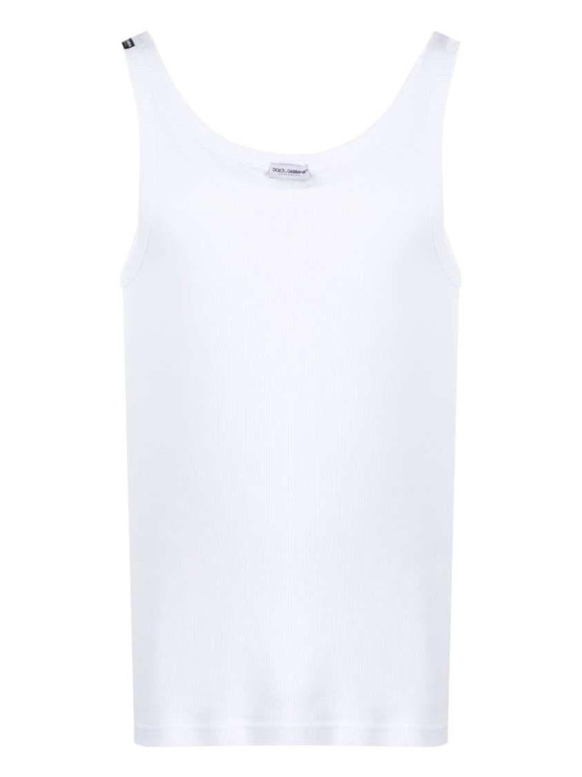 Shop Dolce & Gabbana White Cotton Top Tank