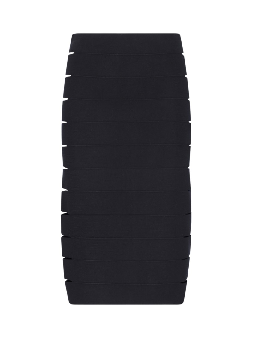 ALAÏA ALAÏA MIDI PENCIL SKIRT IN BLACK FABRIC