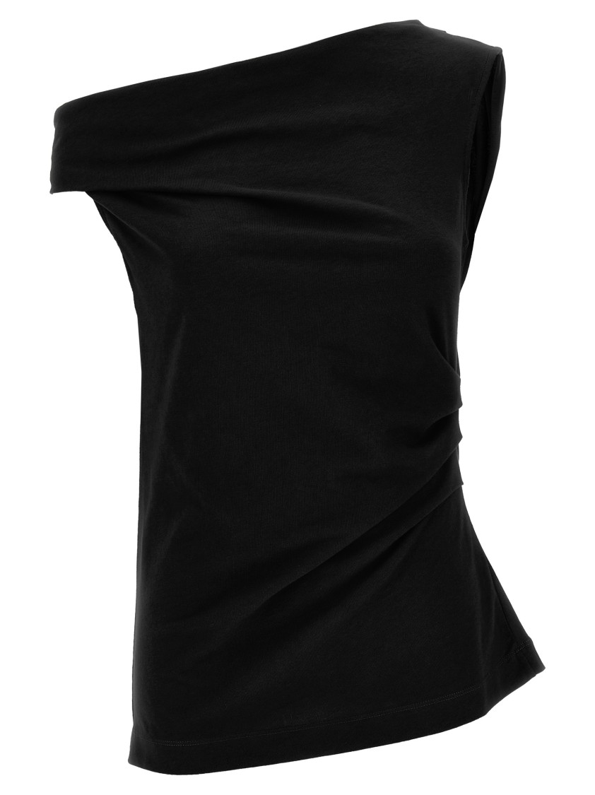Dries Van Noten Off-the-shoulder Draped Cotton-jersey Top In Black