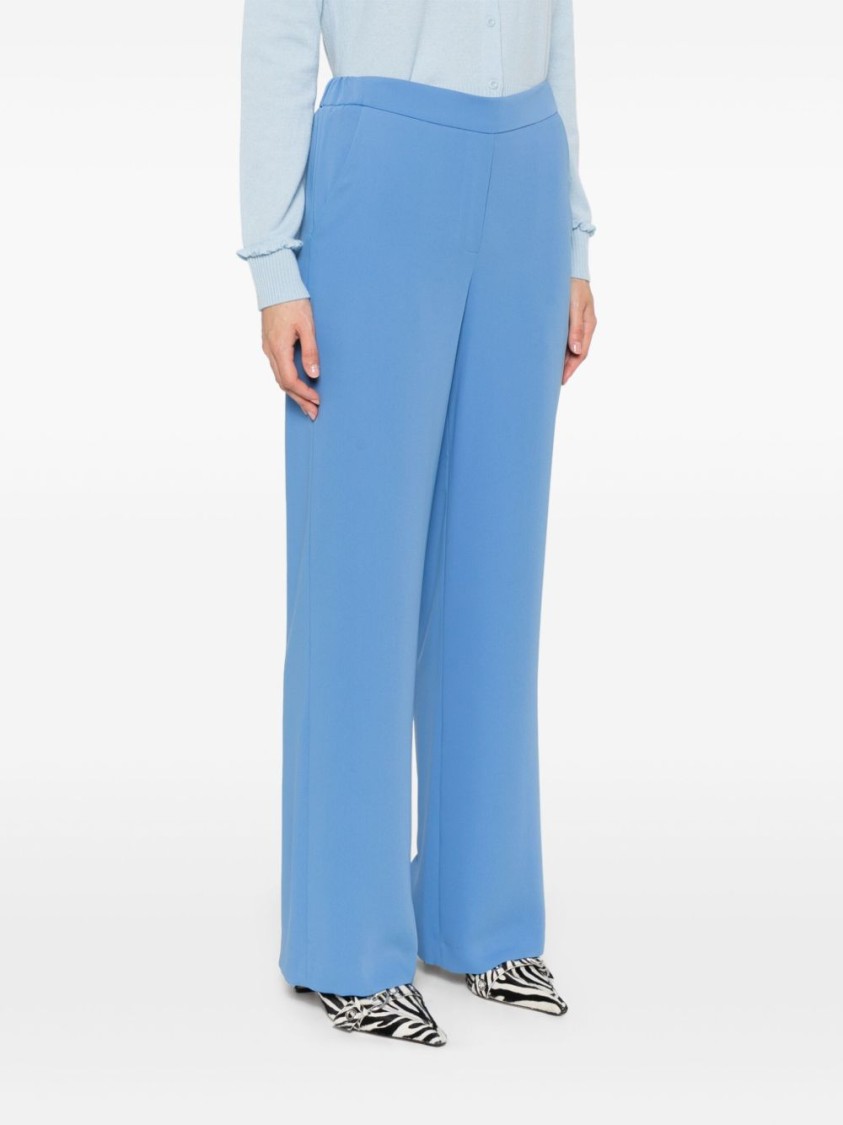 P.a.r.o.s.h High-rise Wide-leg Trousers Elasticated Waist In Blue