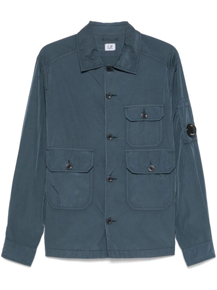 C.p. Company `chrome-r` Button Overshirt In Blue