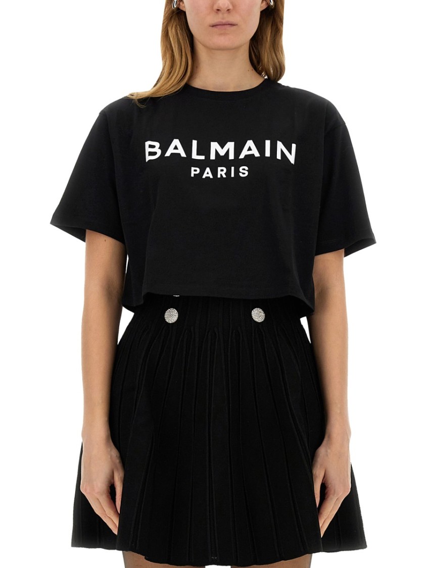 Shop Balmain Cropped Black T-shirt