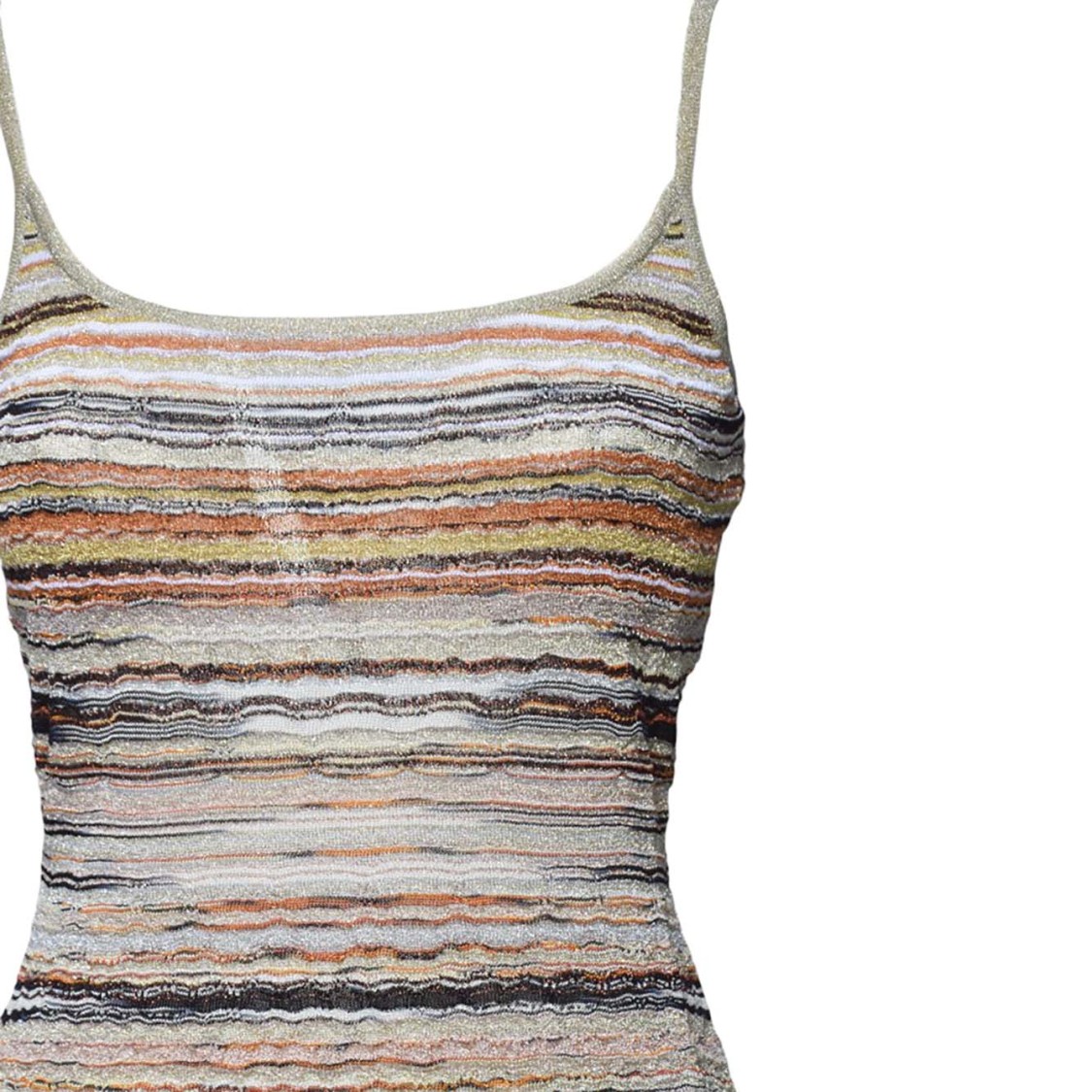 MISSONI MISSONI FITTED TANK TOP IN TEXTURED LAMÉ VISCOSE