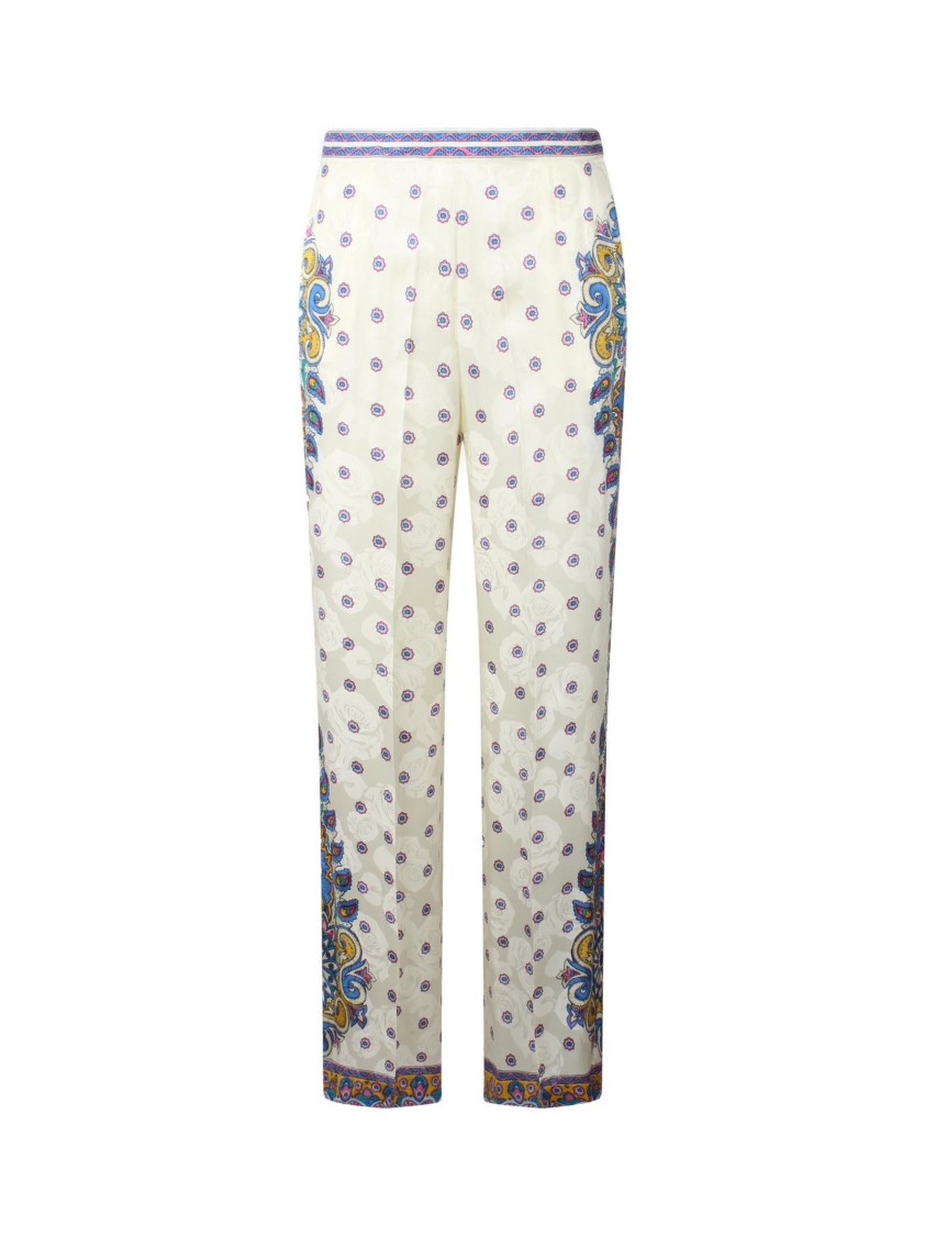 Etro Amebas Print Natural Pants For Women In White