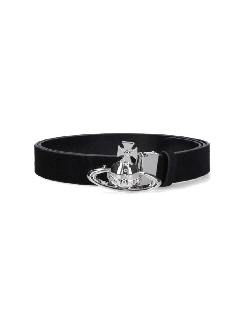 Vivienne Westwood Reversible Crocodile Print And Black Leather Belt In Black