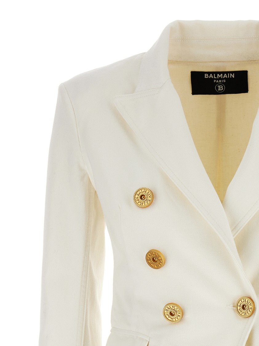 Balmain Double-breasted Six-button Jacket In White