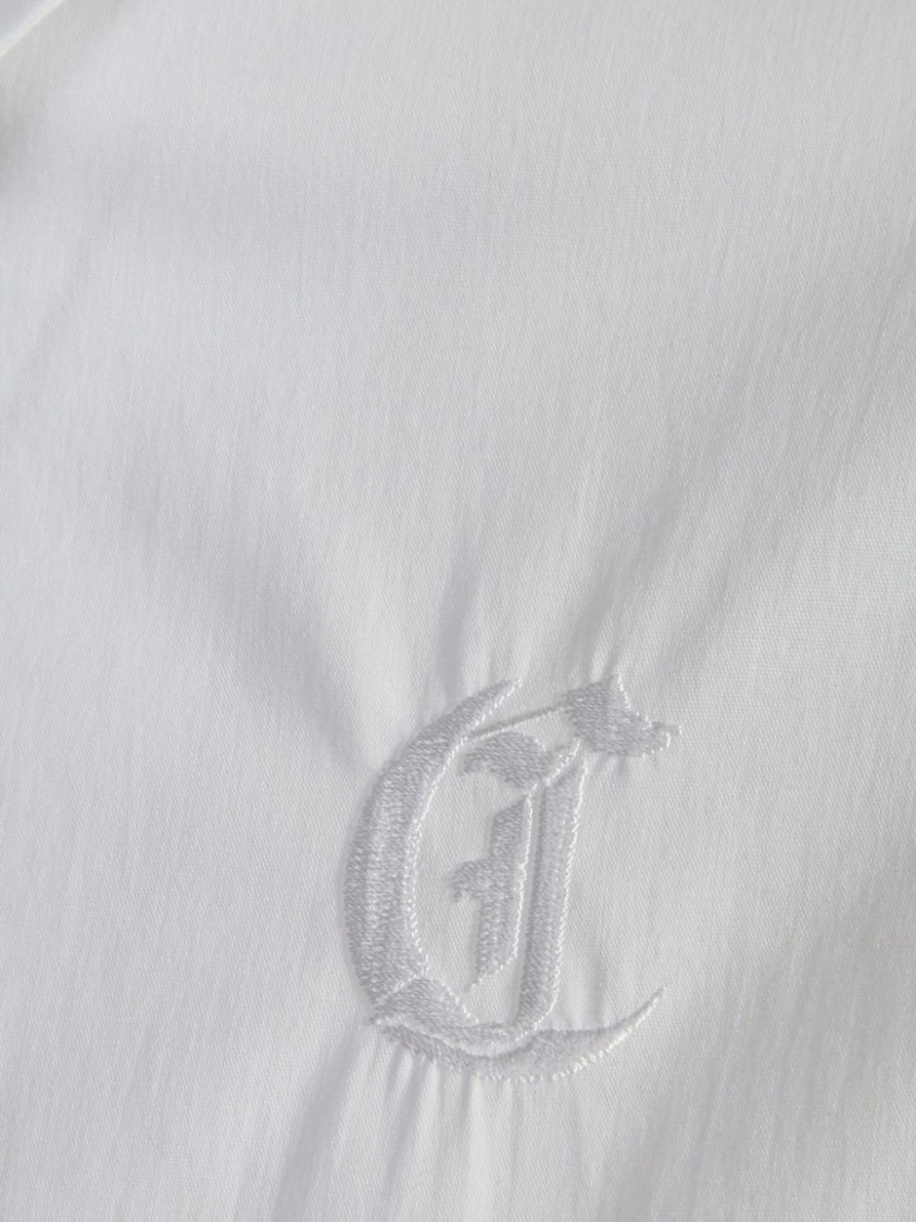 Just Cavalli Elegant Long Sleeve Shirt With Premium Cotton Blend And Subtle Embroidery In White