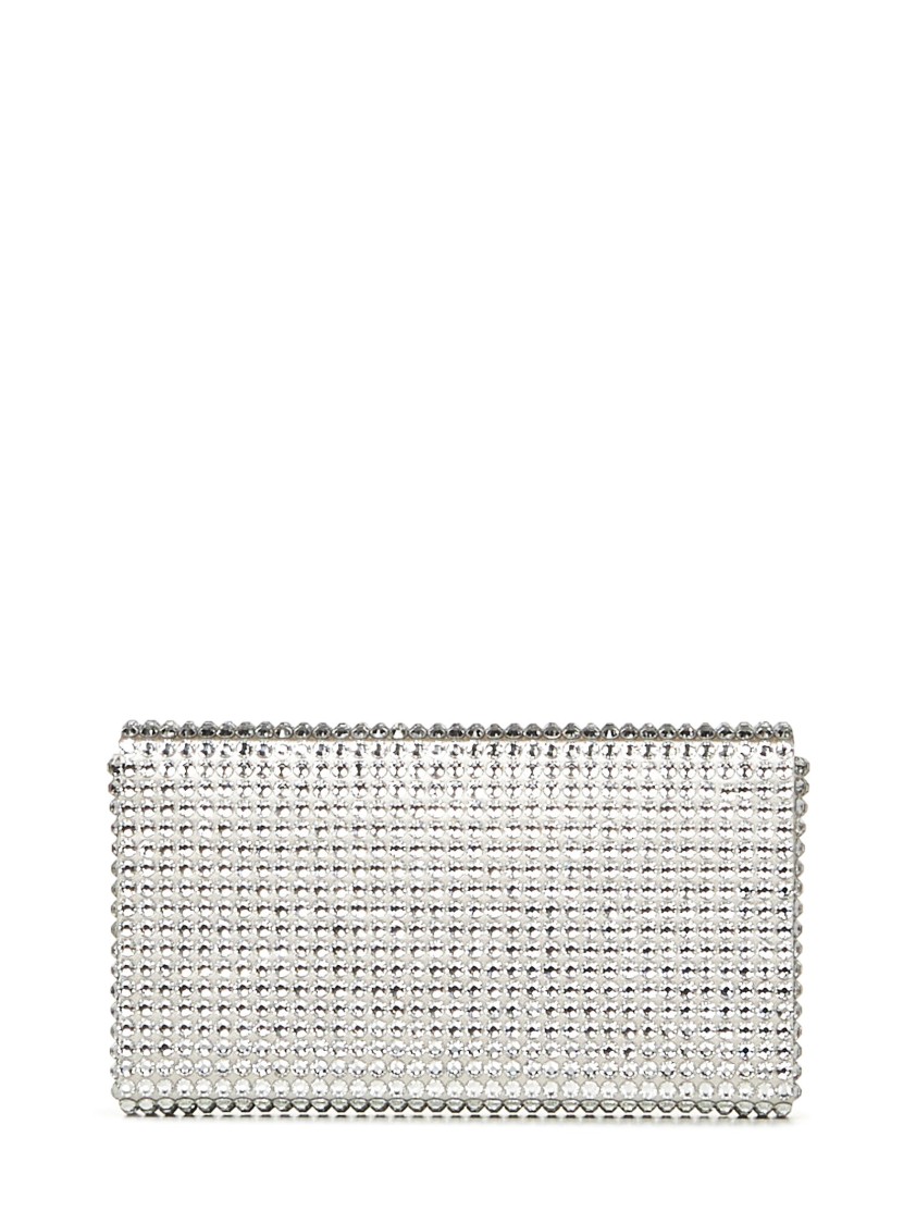 Amina Muaddi Mini Satin Clutch With Detachable Chain Strap